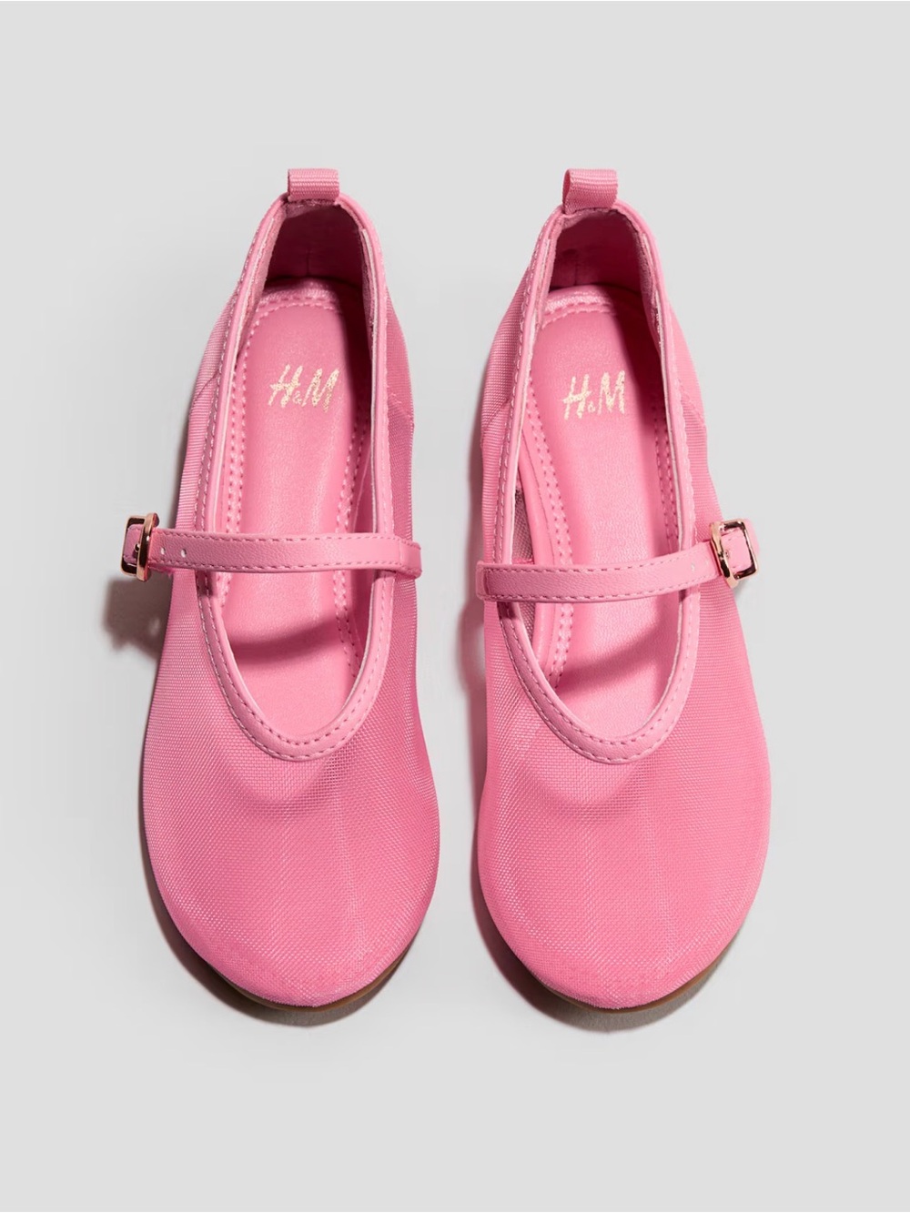 H&M Girls Pink Mary Jane Mesh Ballet Flats